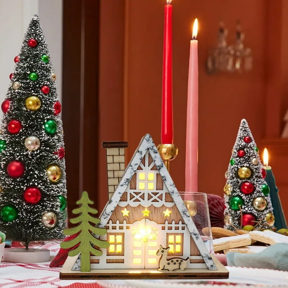 HongHeng Clearance Under $2.00 Christmas Decorations Wooden Light Ornaments Wooden Crafts Christmas Feel Party Decorations Suitable for Room Decoration and Gift Giving