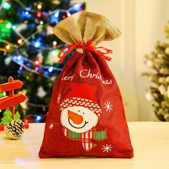 HongHeng Clearance Under $2.00 Christmas Gift Bags Bags Large Drawstring Gift Bags Drawstring Gift Bags Christmas Decoration Accessories Christmas Candy Party Gifts