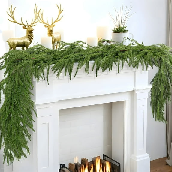 HongHeng Clearance Under $2.00 Christmas Norfolk Garland fork Norfolk Natural Garland Artificial Garland for Christmas Table Fireplace Wall Home Decoration