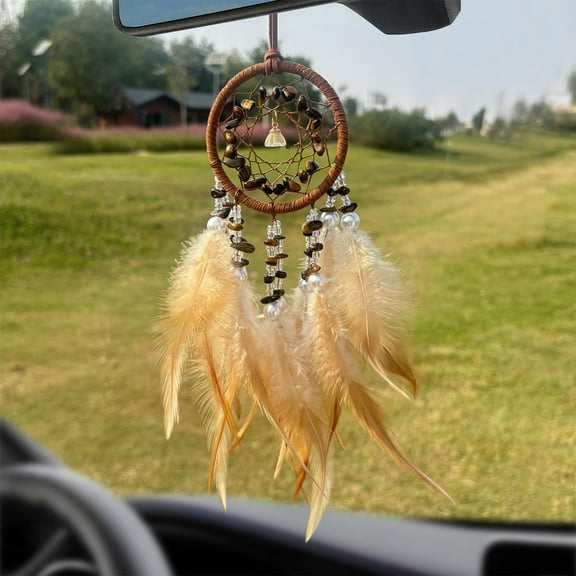 HongHeng Clearance Under $2.00 High Grade Crystal Stones Car Pendant Exquisite Car Interior Decorative Feathers Dreamescher Wind Chime Wall Decorative Pendant