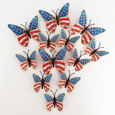 HongHeng Clearance Under $2.00 Independence Day Three Dimensional ButterflIES Decorative Wall Stickers Holiday Dress Up Room Bedroom Three Dimensional Wall Stickers
