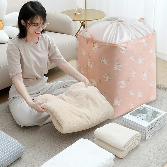 HongHeng Clearance Under $2.00 Storage Basket Household Oversized Foldable Drawstring Beam Closure Cloth Quilt Bag Squares Dirty Clothes Basket Storage Box