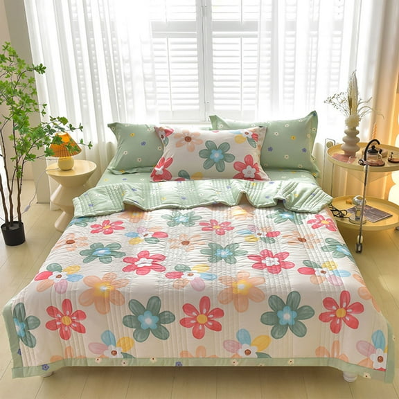 HongHeng Clearance Under $2.00 Summer Washed Cotton Conditioned Quilt Summer Cool Quilt Machine Washable Thin Quilt Quilt Core Student Bedroom Dormitory Summer Quilt