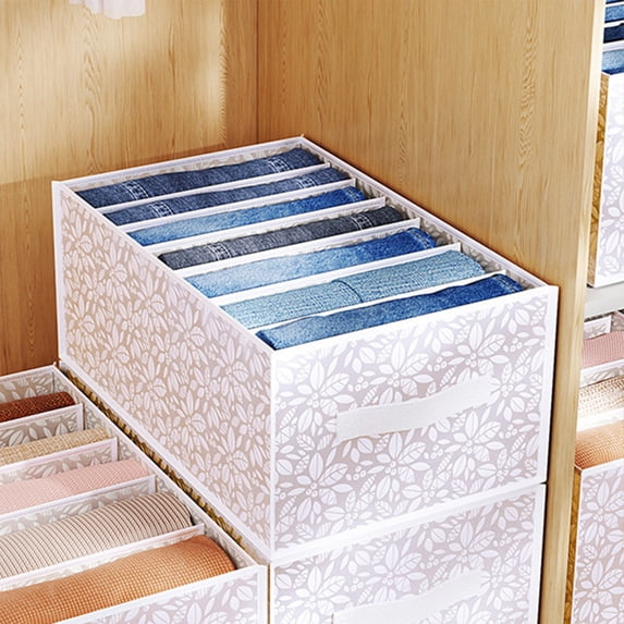 HongHeng Clearance Under $2.00 Wardrobe Clothes Organizer, Compartment Clothes Organizer with Support, Foldable Washable Laundry Drawer Organizer with Handle