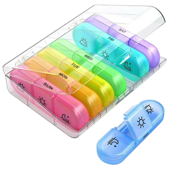 HongHeng Clearance Under $2.00 21 Compartments Per Day Convenient Plastic Sealed Pills Storage Box for Morning Afternoon and Evening