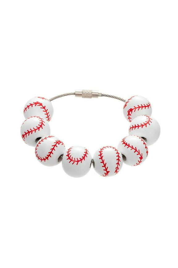 Clearance Under $2.00 Baseball Softball Charm Wristlet Keychain Wooden Beads Sports Keyring Athletes Homecoming Gift