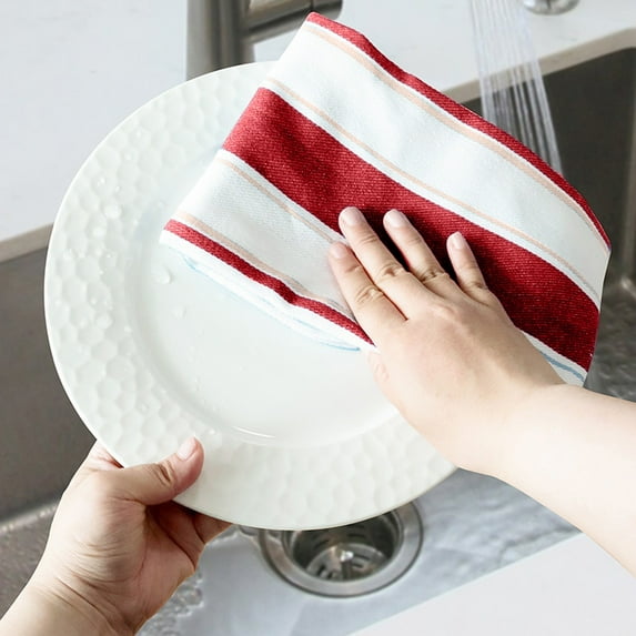 HongHeng Clearance Under $2.00 Colour Woven Striped Tea Towel Home Kitchen Fabric Towel Cloths