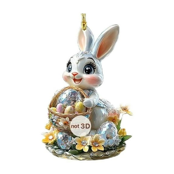 HongHeng Clearance Under $2.00 Easter Cute Wreath 2D Flat Festival Party Decoration Pendant Car Hanging Tag