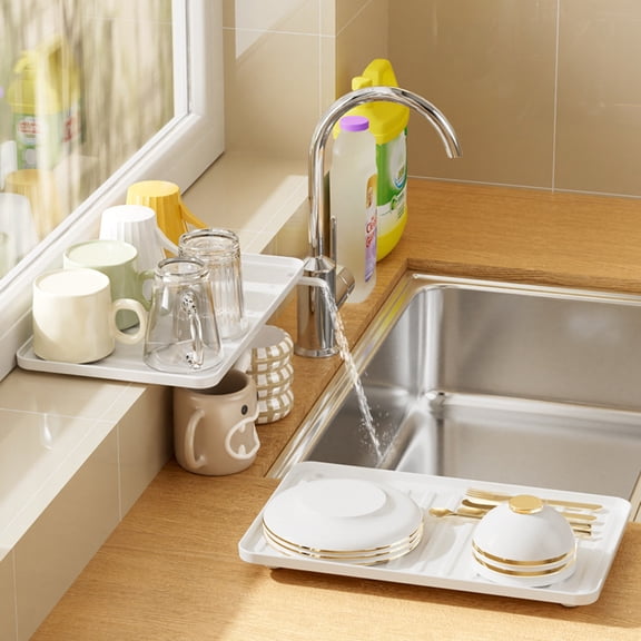 HongHeng Clearance Under $2.00 Kitchen Sink Side Countertop Storage Draining Tray Window Sill Widened Extension Rack