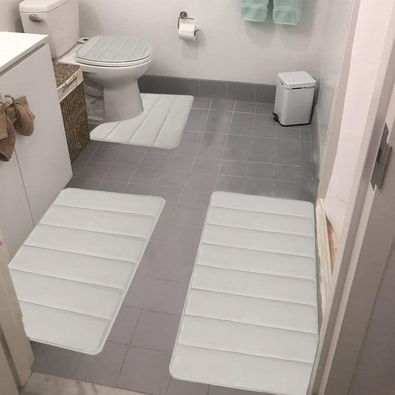 HongHeng Clearance Under $2.00 Memory Foam Bath Mat 4 Set Bathroom Rugs for 4 Pcs Toilet Mats Universal Soft Comfortable Water Absorption Non-Slip Thick Machine Washable Easier To Dry Dark