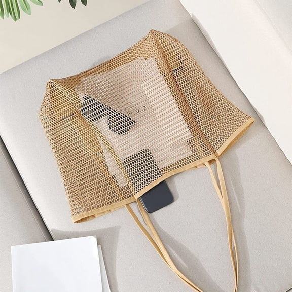 HongHeng Clearance Under $2.00 Mesh Beach Bag Rainproof Sandproof - Large Foldable Tote Pool Bag for Women Vacation Essential Beach Accessories