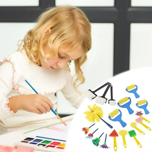 HongHeng Clearance Under $2.00 Paint Sponges for Kids 18Pcs Sponge Paint Brushes Foam Art Drawing Tools Foam Sponges for Painting Art
