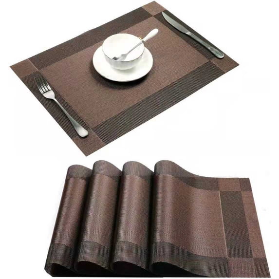 HongHeng Clearance Under $2.00 Placemats Set of 6 Washable Indoor/Outdoor Vinyl Place Mats for Dining Table PVC Weave Table Mats