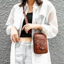 HongHeng Clearance Retro Shoulder Bag Mini Small Bag Multi-compartment Large Screen Cell Phone Bag Women' Cell Phone Bag Coin Purse