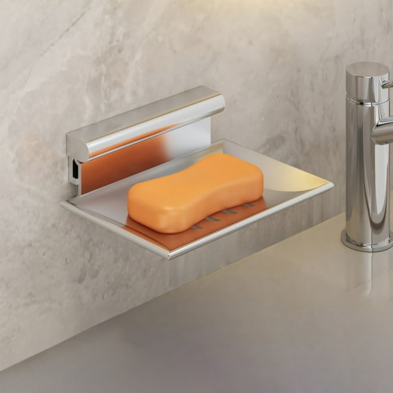 HongHeng Clearance Under $2.00 Self Adhesive Soap Dish Wall Mounted Aluminum Alloy Sponge Soap Rack for Shower Wall Bathroom Kitchen