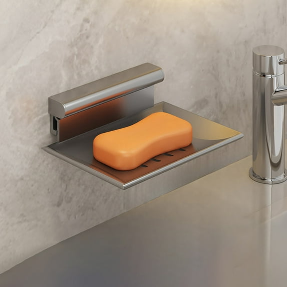 HongHeng Clearance Under $2.00 Self Adhesive Soap Dish Wall Mounted Aluminum Alloy Sponge Soap Rack for Shower Wall Bathroom Kitchen
