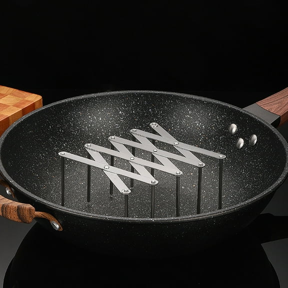 HongHeng Clearance Under $2.00 Stainless Steel Telescopic Rack Folding Kitchen Dish Rack Multi Purpose Pot Lid Organizer Telescopic Folding Steam Rack