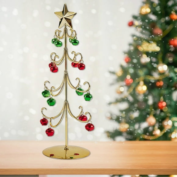 HongHeng Clearance Under $2.00 Tabletop Metal Christmas Tree Wrought Iron Ornament Display Stand Christmas Ornament 11 Inch Desktop Decorations Mini Xmas Tree