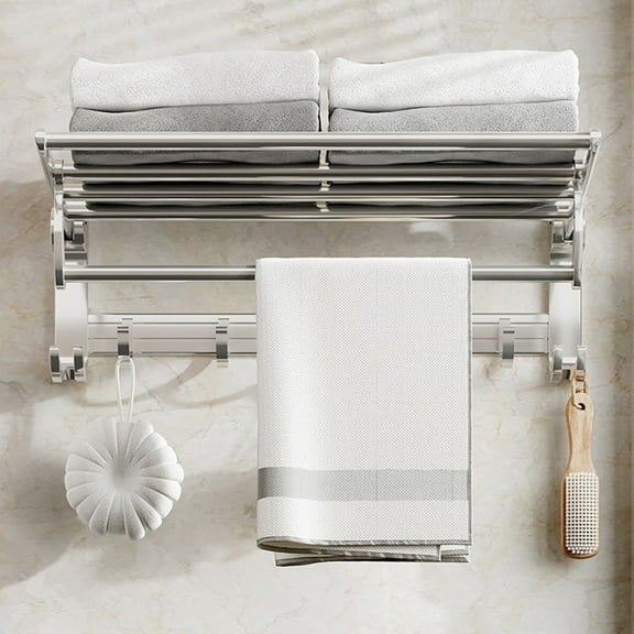 HongHeng Clearance Under $2.00 Towel Rack Bathroom Shelves without Punching Bathroom Space Aluminum Bath Towel Rack Lights Bathroom Fittings