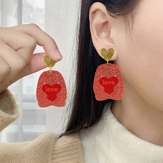 HongHeng Clearance Under $2.00 Valentine's Day Temperament and Fashionable Trend Versatile Earrings Jewelry Female