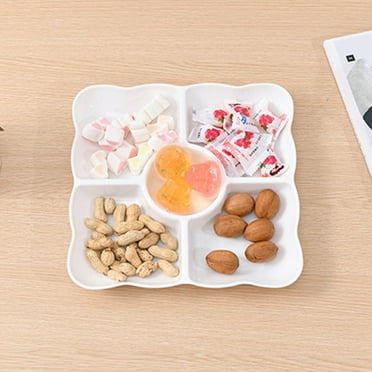 HongHeng Clearance Under $2.00 Wheat Straw Candy Tray Nut Snack Fruit Tray with Compartments Round Dried Fruit Tray Snack and Dessert Tray