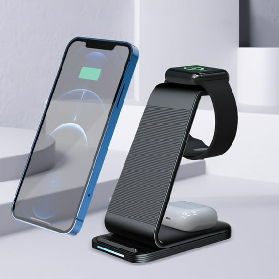 HongHeng Clearance Under $2.00 Wireless Charging Station 3 In 1 Charging Station for Multiple Devices 15W Wireless Charger Stand IOS/android