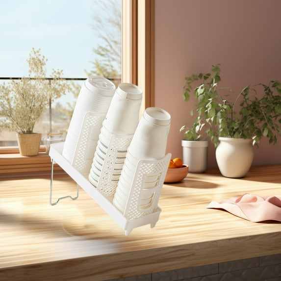 HongHeng Coffee Cup Holder for Countertop Adjustable, Cup and Lid Dispenser, Paper/Disposable/Coffee Cup Organizer for Counter/Bathroom/Cabinets/Coffee Bar Accessories