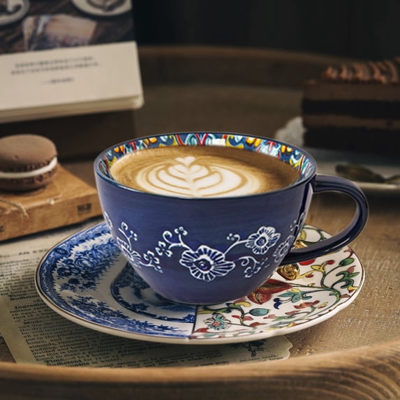 HongHeng Coffee Mugs, Large Coffee Mugs, Jumbo Soup Mugs with Handles, Ceramic Coffee Cups for Coffee Cereal Latte for Men Women, Housewarming Wedding Gift, Vibrant Colors