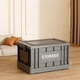 thumbnail image 1 of HongHeng Collapsible Storage Container with Lid and Latches, Stackable Plastic Tote Bin with Handles for Clothes, Sweater, Blanket, 1 of 8