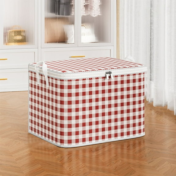 HongHeng Collapsible Storage Cube Bins - Fabric Cubby Organizer, Plaid Check Foldable Fabric Storage Cube with Dual Handles and Zipper, for Nursery/Home office/Closet/Kids Room
