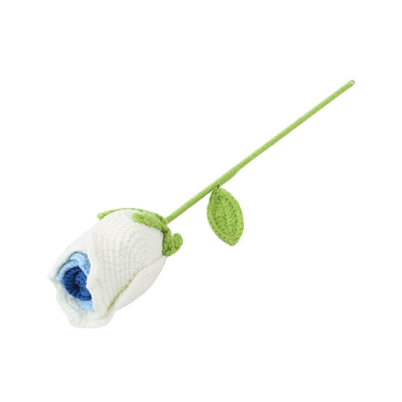 HongHeng Crochet Flower Single Red Roses Artificial Handmade Flowers Romantic Valentines Gift for her, Wife, Girlfriend, forever Crocheted Knitted Flower 1 Piece