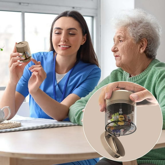 HongHeng Cute Pill Dispenser with 7 Large Compartments, Portable Pill Bottle Organizer with Wide Opening for Easy Use, Anti-Mix Pill Organizer for Travel, BPA-Free Pill Container