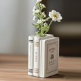 thumbnail image 1 of HongHeng Decorative Book Vase for Flowers, White Ceramic Vases for Modern Home Decor, Cute Bookish Planter Pot for Bookshelf/Dining Table/office Desk, Unique Vase for Book Lovers, 1 of 6