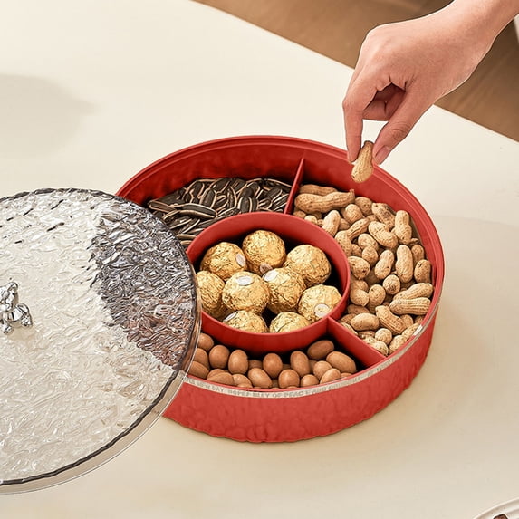 HongHeng Divided Serving Tray with Lid Snackle Box Charcuterie Container Portable Snack Platters for Candy, Fruits, Nuts, Snacks, for Parties, Entertaining, Picnic