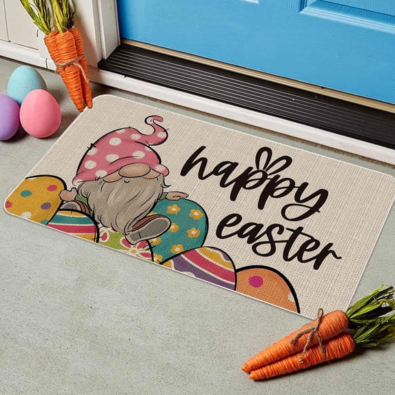 HongHeng Easter Bunny Door Mat 35x23 Inch Easter Welcome Doormat Indoor Outdoor Entrance Floor Mats Non-Slip Washable Easter Decor Rug
