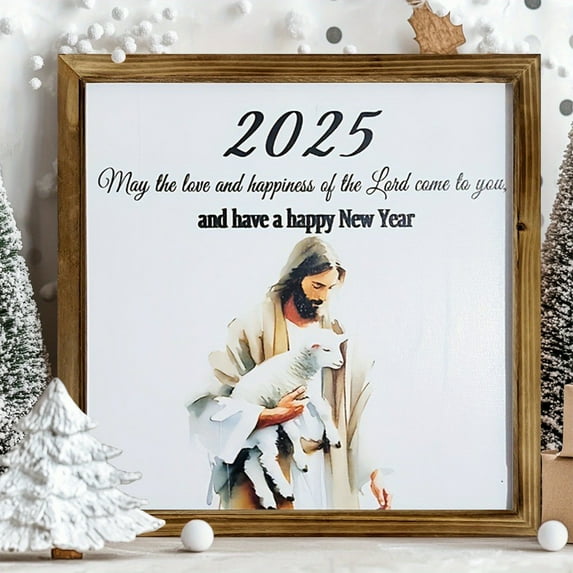 HongHeng Easter Decorations for the Home, Easter Decor Wood Frame Wooden Printed Card Christian Religious Easter Decor Farmhouse Decor Rustic Wall Decor Signs for Easter Gifts