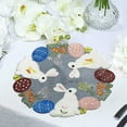 thumbnail image 1 of HongHeng Easter Spring Placemats 13.7" 1Pc Cutwork Embroidered Floral and Bunnies Eggs Dresser Scarf Table Topper Home Kitchen Dining Tabletop Decoration, 1 of 6
