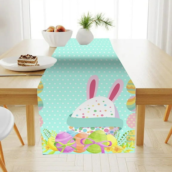 HongHeng Easter Table Runner for Table Easter Decorations, Bunny Egg Cute Kitchen Farmhouse Home Dining Table Decor for Indoor Home Party Decor 12x70 Inch