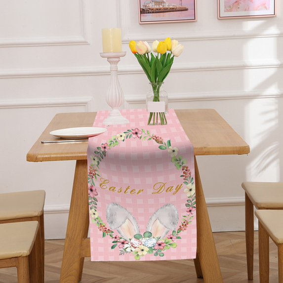 HongHeng Easter Table Runner for Table Easter Decorations, Bunny Egg Cute Kitchen Farmhouse Home Dining Table Decor for Indoor Home Party Decor 12x70 Inch