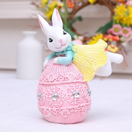 HongHeng Egg Polyresin Bunny Easter Decor,Table Easter Decorations,Spring Bunnies Decoration Statue Figurine for Home Farmhouse