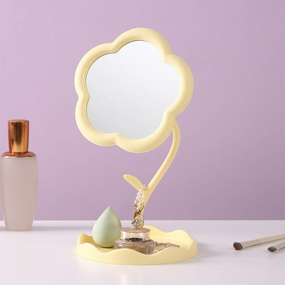 HongHeng Flower-Shaped Makeup Mirror for Desk Vanity Mirror for Bedroom,Living Room and Minimal Spaces Room Decor Home Decorations