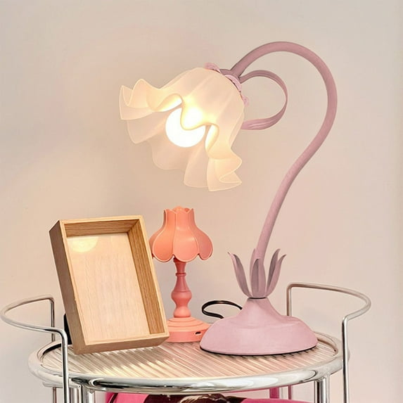HongHeng Flower Table Lamp, LED Reading Light Bedside Vintage Flower Night Light, Kawaii Bedside Lamps Decor, Living Room Bedroom Room Lighting Table Lamps Home Decoration