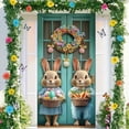 thumbnail image 1 of HongHeng Happy Easter Door Cover Bunny Banner Large Fabric Colorful Spring Welcome Decoration for Easter Party Photo Booth Background Favor Supplies, 35 x 70 Inches, 1 of 6