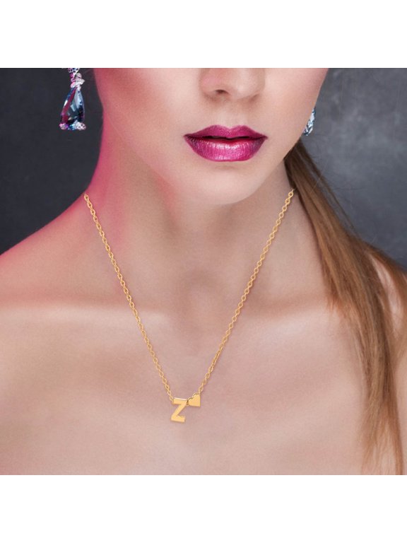 Initial Heart Necklace,18K Gold Plated Stainless Steel Tiny Heart Letter Necklace Personalized Monogram Name Necklace, Valentines Day Gifts for Her