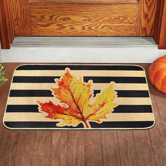 HongHeng Kitchen Mat Autumn Kitchen Rugs Thanksgiving Decorative Door Mats, Home Seasonal Fall Holiday Party Autumn Maple Leaves Harvest Thankful Grateful Blessed Floor Mat