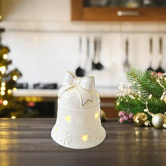 HongHeng Lighted Ceramic Christmas Tree Snowman Decor Porcelain White Ceramic Figurines with Lights Christmas Winter White Tree Table Centerpiece Gift for Tabletop Decorations