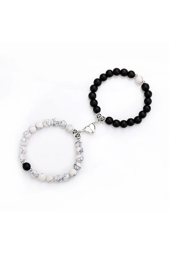 Magnetic Couple Bracelet Set Friendship Couple Long Distance Matching Bracelet Natural Turquoise Beaded Bracelet Women Men for Graduation Valentine's Day Daily Gifts