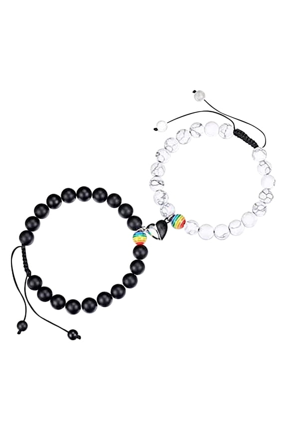 Magnetic Couple Bracelet Set Friendship Couple Long Distance Matching Bracelet Natural Turquoise Beaded Bracelet Women Men for Graduation Valentine's Day Daily Gifts