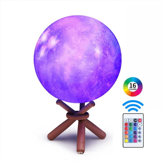 HongHeng Moon Lamp,3D Kids Night Light 5.9 inch LED Hanging Galaxy Lamp Birthday Gifts for Lover Teen Girls 16 Colors with Remote for Bedroom, Valentine's Day