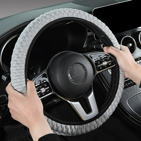 HongHeng PU Car Steering Wheel Cover, Comfortable Steering Wheel Cover Universal for 14.9 Inch, Warm in Winter & Cool in Summer, Anti-Slip Breathable